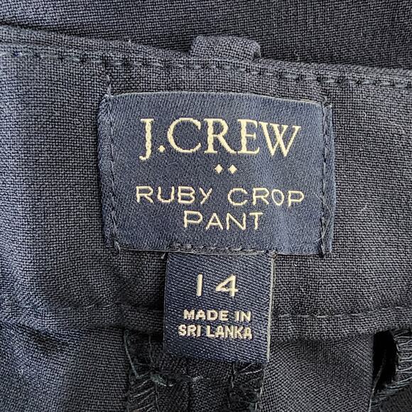 J.Crew Womens Ruby Pants Slim Cropped Size 14 Flat Front Stretch Twill Navy Blue - Picture 7 of 10